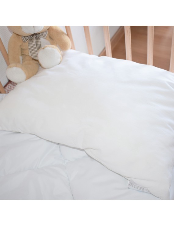 Pack Couette + Oreiller Bébé Bleu Câlin 100x135 Cm - Lavable 95°C, Oeko-Tex, Pour Lit 70x140 Cm